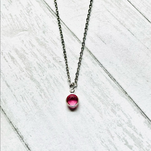 October Swarovski Crystal Necklace, Rose Swarovski Crystal, Handmade - Picture 2 of 5
